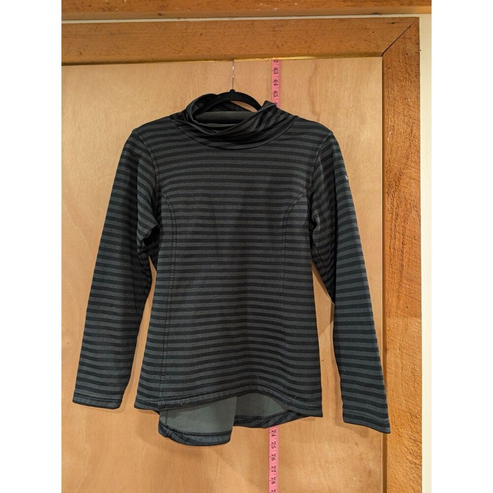 Columbia Women's Cowl Neck Striped Pullover Sweatshirt - Gray & Black- Small